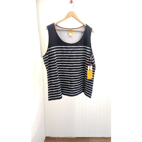 NWT Ruby Rd., navy blue and sequin sleeveless top.size 2x - Picture 1 of 4